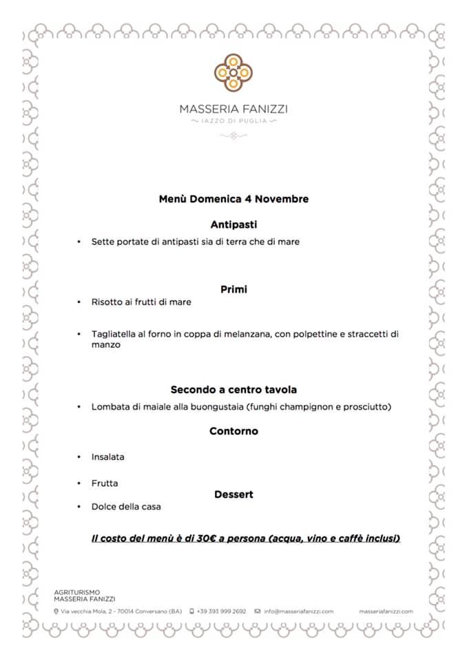 Menu di Masseria Fanizzi 