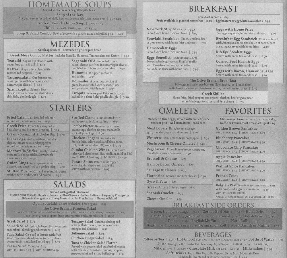 Menu at Olive Branch Family Restaurant, West Seneca, Union Rd