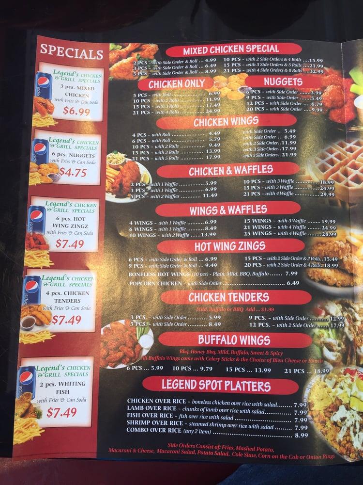 Menu at Legends Chicken & Grill restaurant, Hyattsville