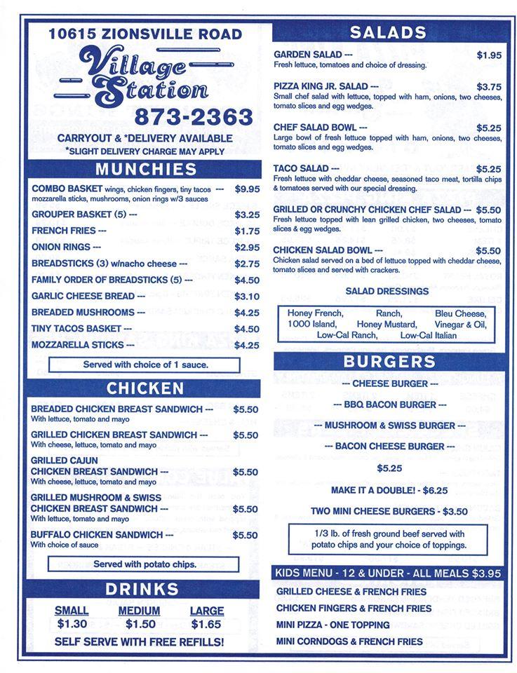 Menu at Pizza King pizzeria, Zionsville