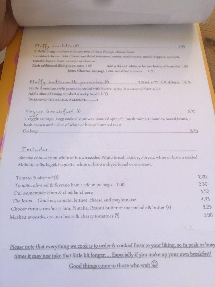 Menu at The Jammy Olive Cafe, Sitio de Calahonda