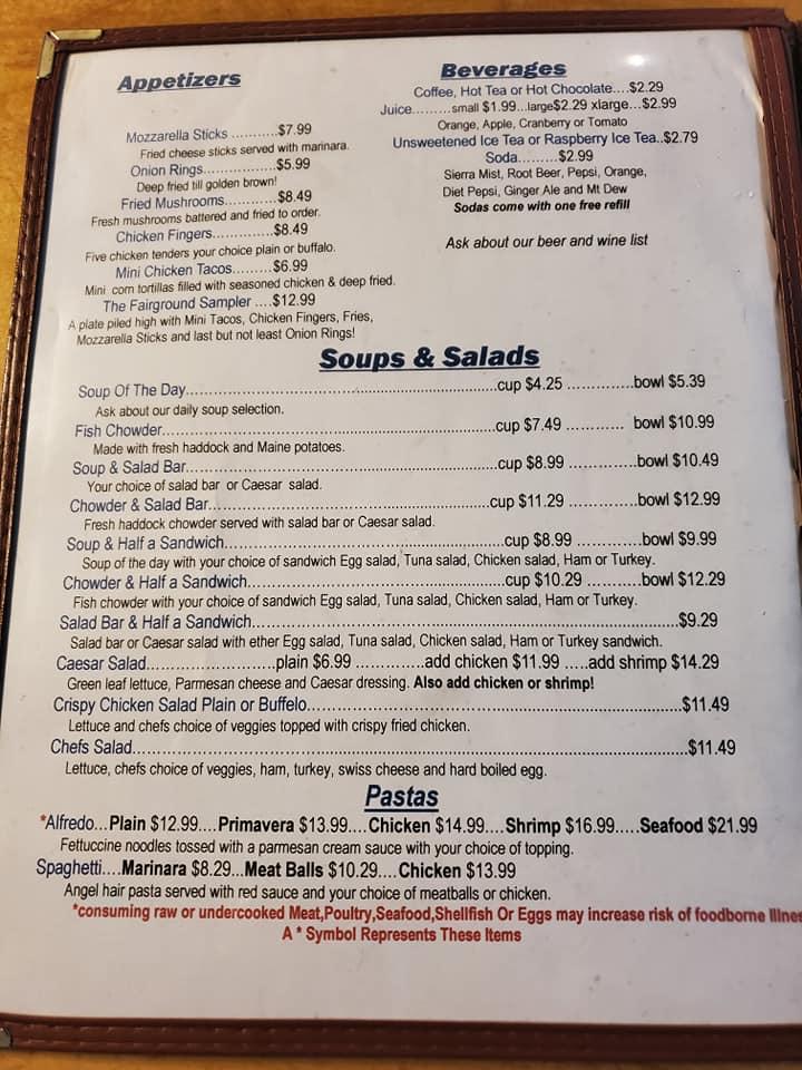 Menu at Fairground Cafe, Topsham