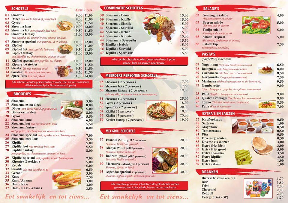 Menu At Aspendos Online, Lage Zwaluwe