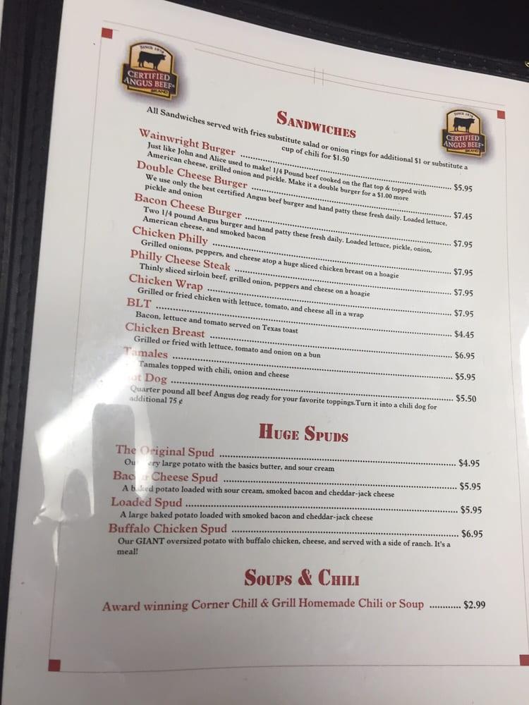 Menu at Corner Chill and Grill pub & bar, Belleville