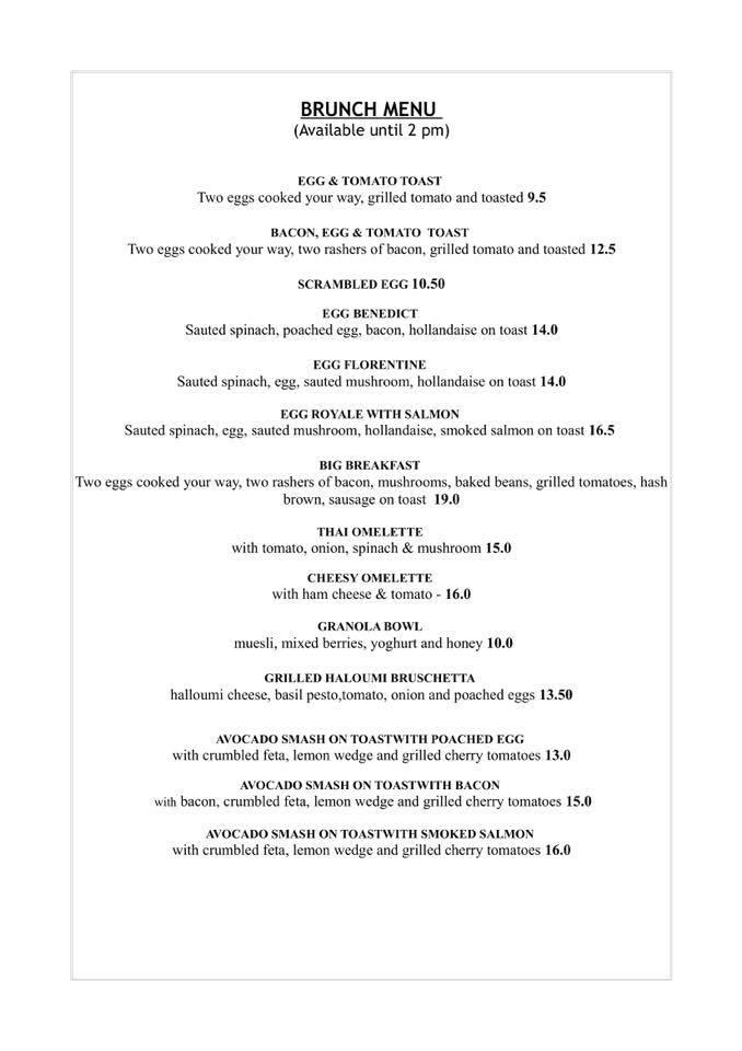 Menu at Coffee Time cafe, Parap