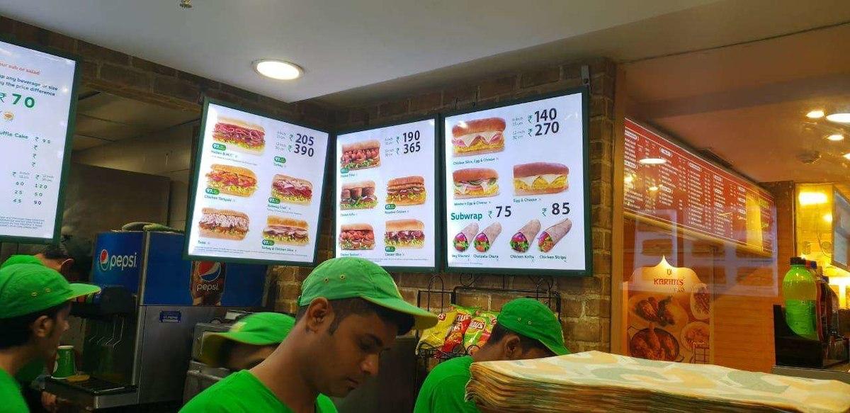 Subway DLF Cyber Park Gurgaon menu