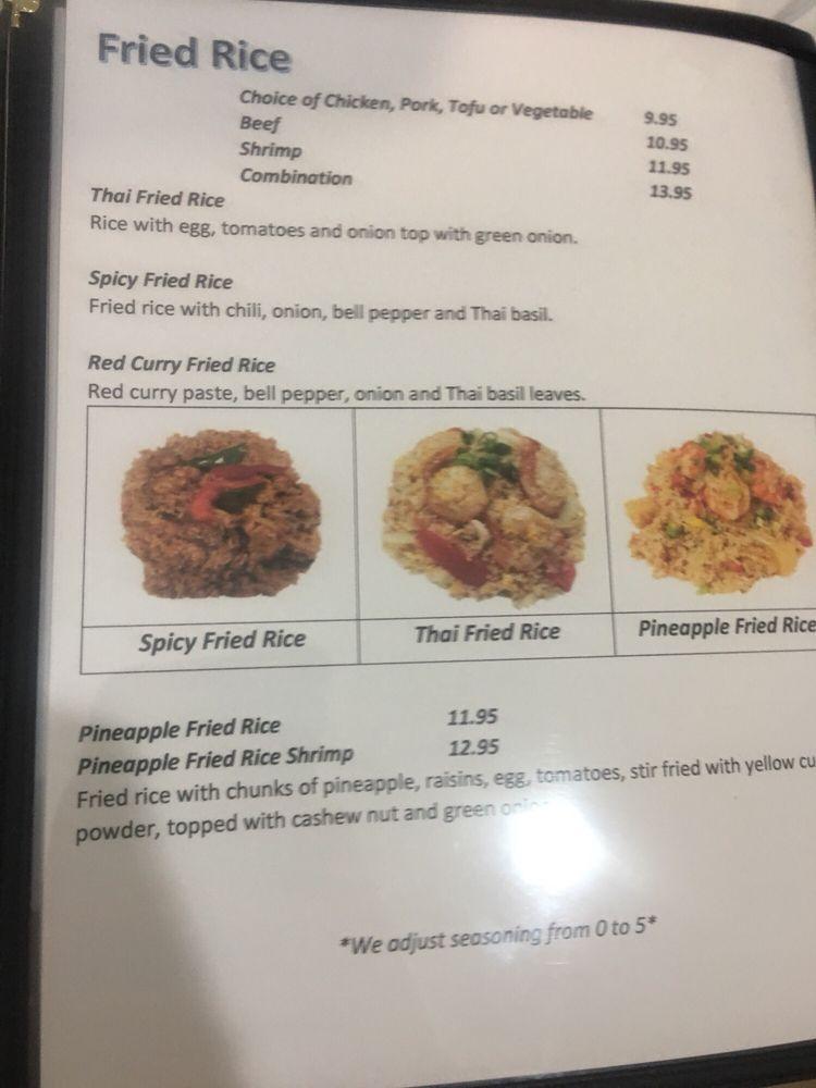 Menu at Thai Food Restaurant, Lake Havasu City