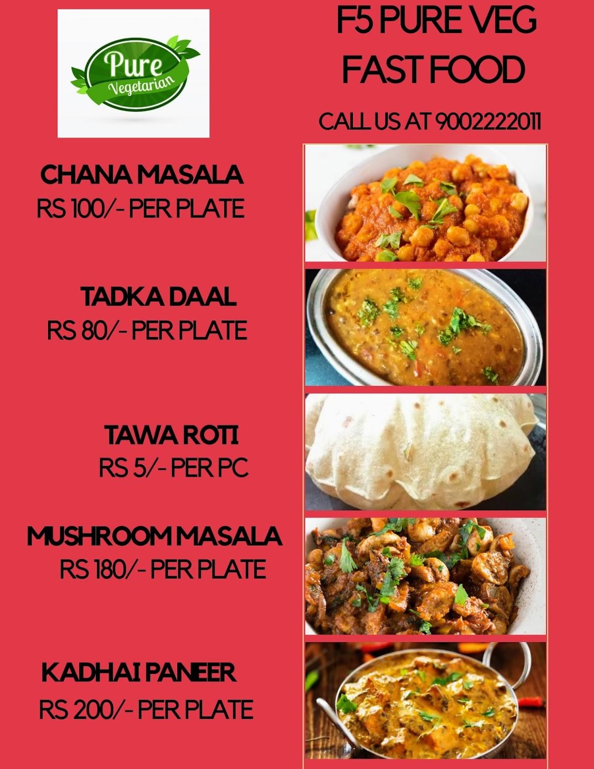 Menu at F5 pure veg fast food and restaurant, Kharagpur
