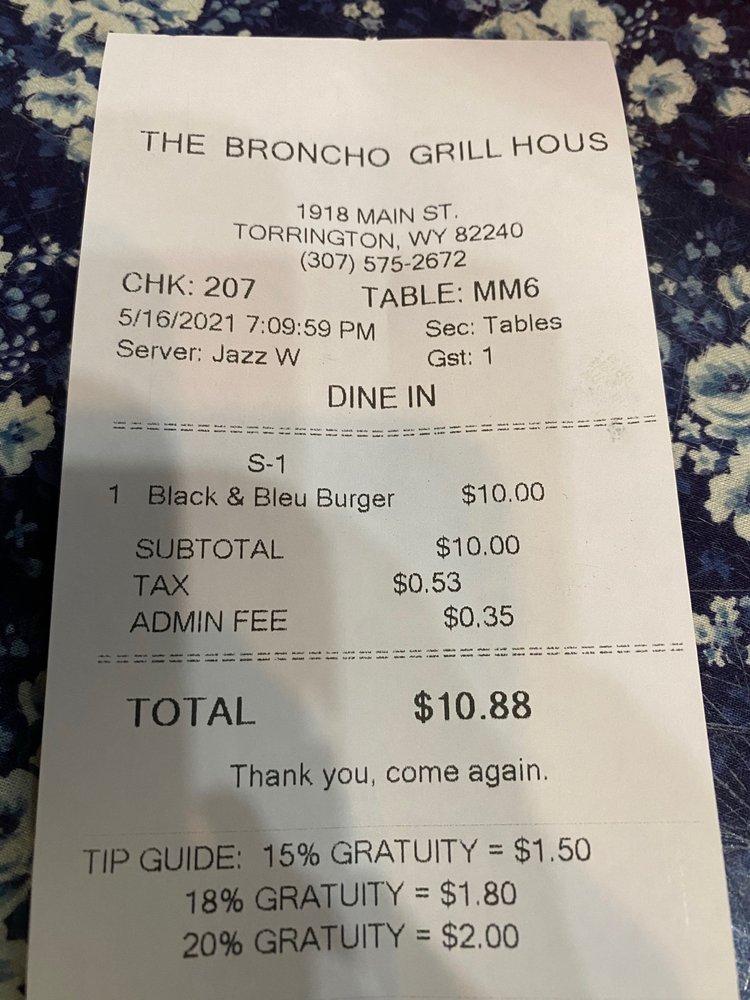 Menu at Broncho Grill House & Bar, Torrington