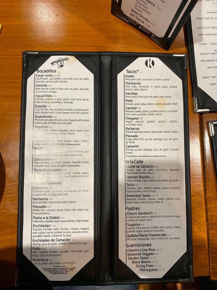 Menu at Kalaveras pub & bar, Whittier