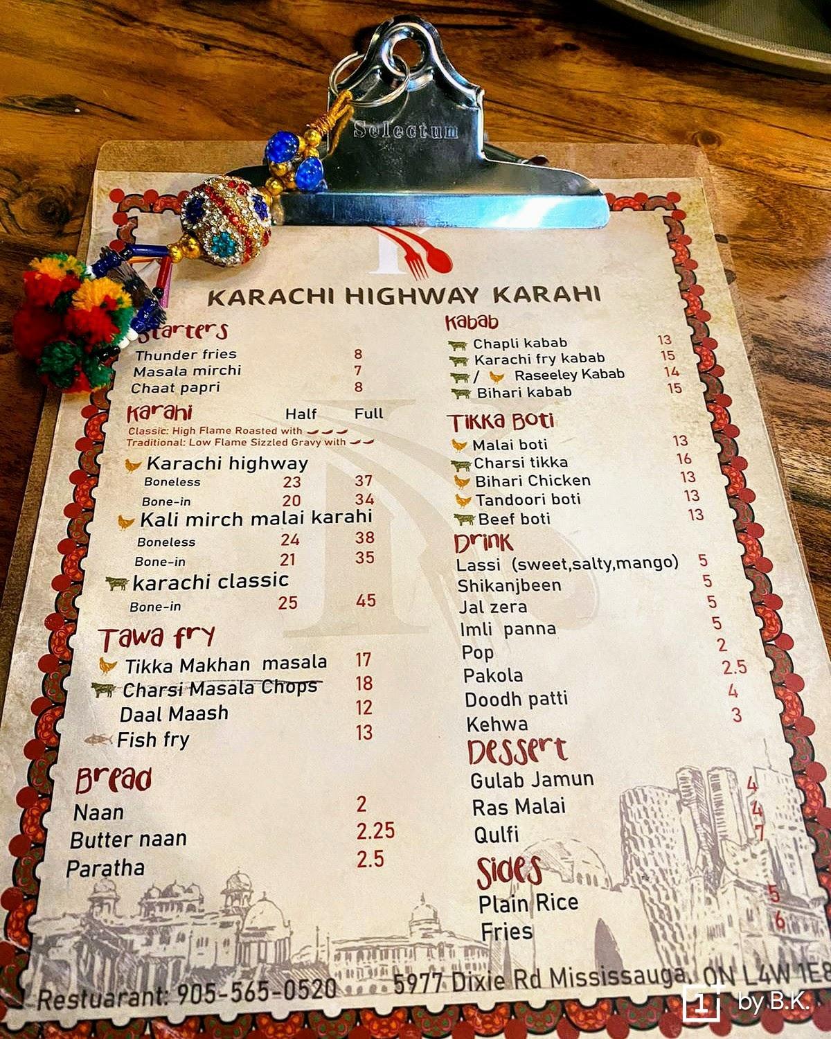 Menu At Karachi Highway Karahi BBQ Mississauga   R280 Karachi Highway Karahi Menu 