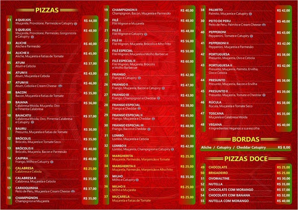 Pizzaria Bella Massa cardápio