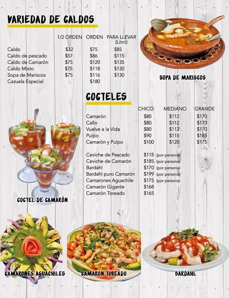 Menu at Mariscos la Anacua Juarez restaurant, Juárez