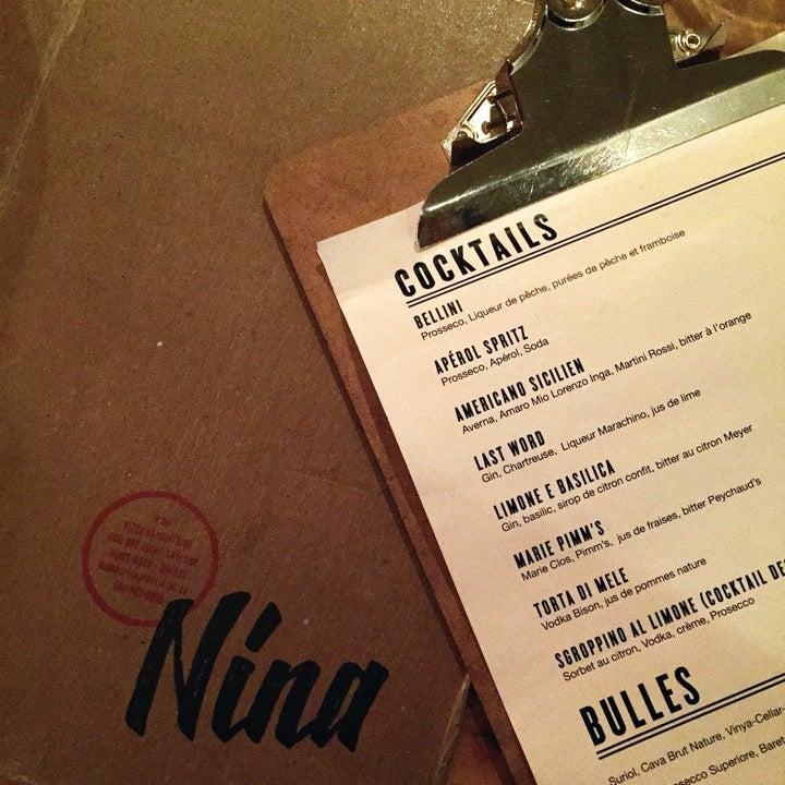 Menu au Nina Pizza Napolitaine pizzeria, Québec