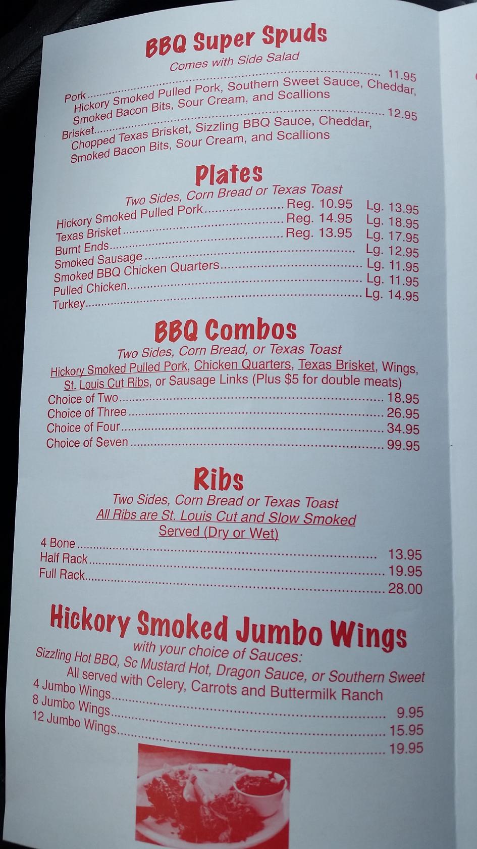 Menu at THE SMOKE PIT BBQ, Concord
