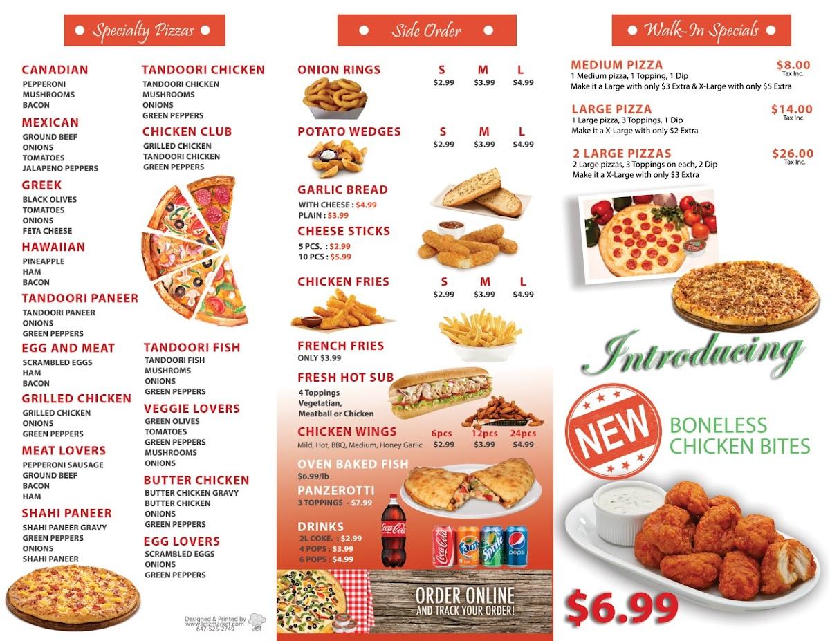 Menu at Popular Pizza restaurant, Barrie