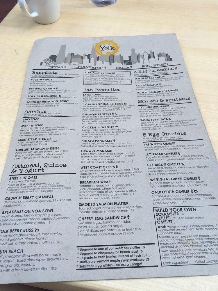 Menu at Yolk Sundance Square restaurant, Fort Worth