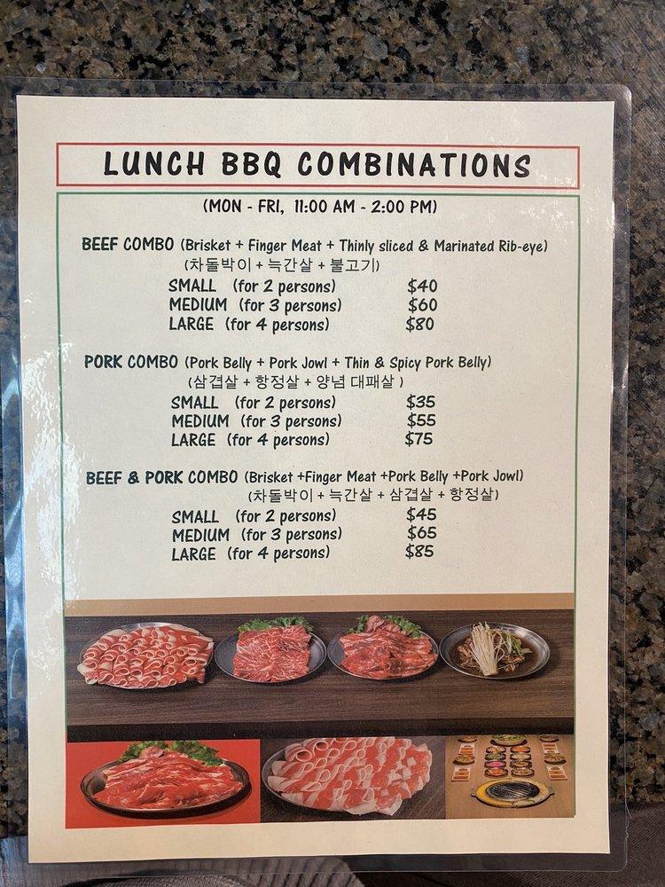 Korean Bbq Plano Menu