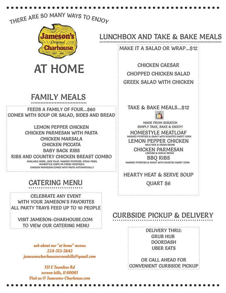 Menu at Jameson's Charhouse Vernon Hills pub & bar, Vernon Hills