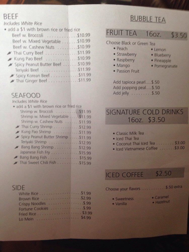 Menu at JoJo Asian Cafe, Cassadaga