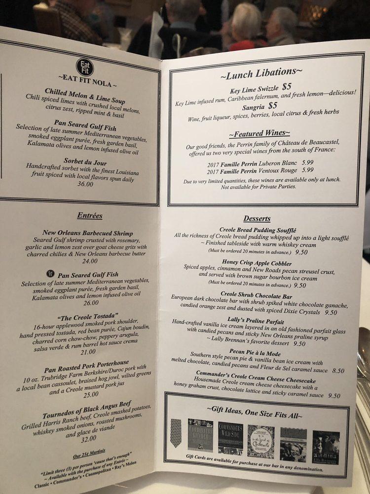 Menu At Commanders Palace Pub And Bar New Orleans 