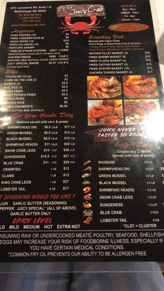 Menu at The Juicy Crab McDonough pub & bar, McDonough