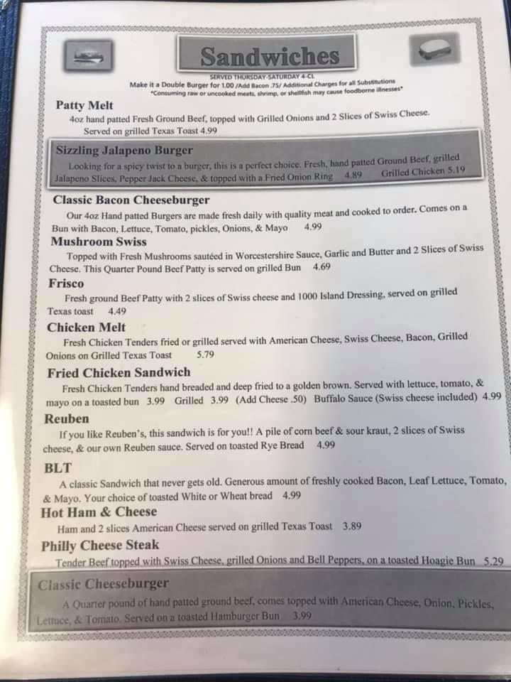 Menu at 51 Grill restaurant, Bardwell, 464 US51