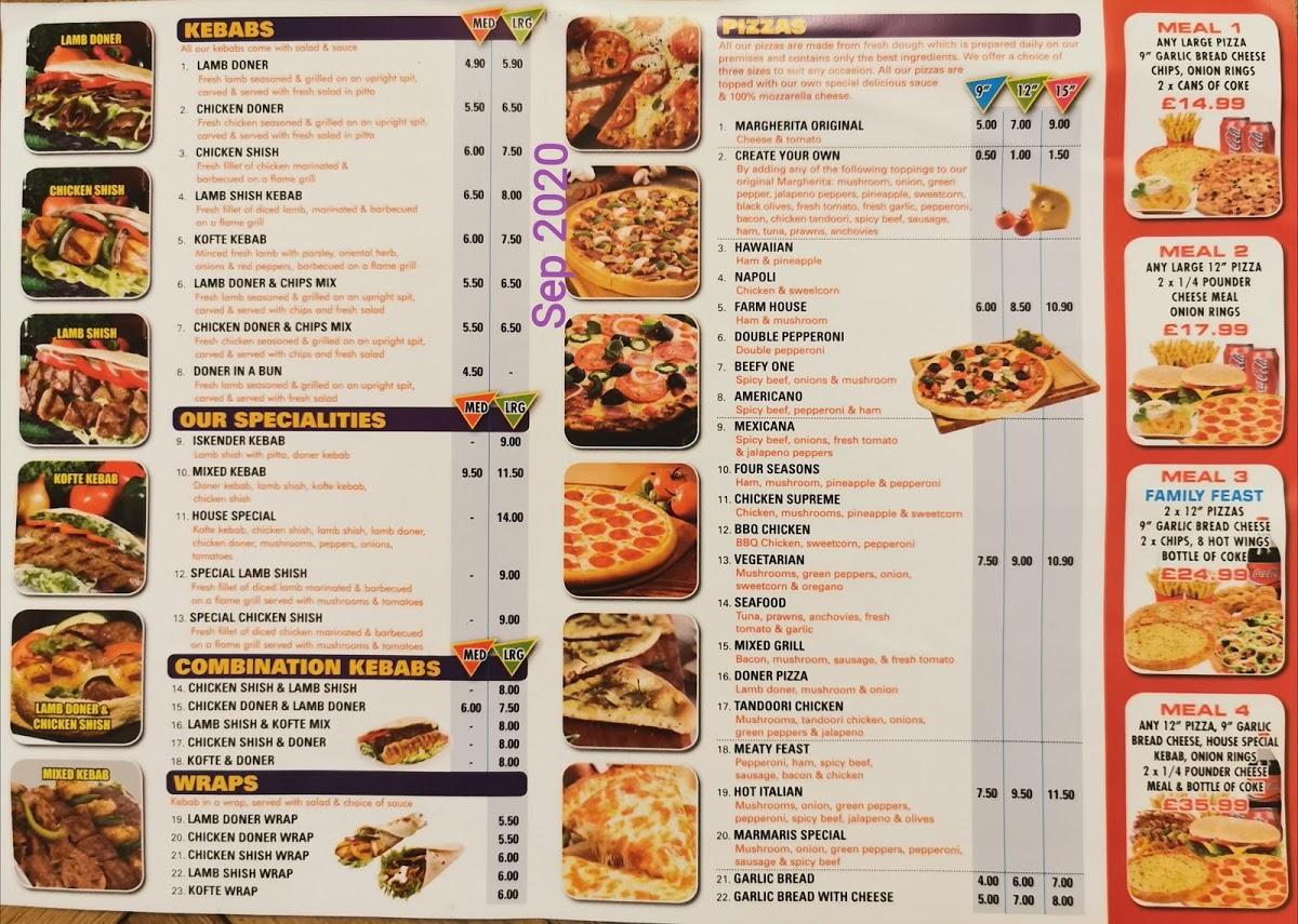 Menu at Marmaris fast food, Swindon