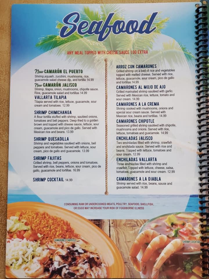 Menu at Puerto Vallarta restaurant, Heath, 869 Hebron Rd