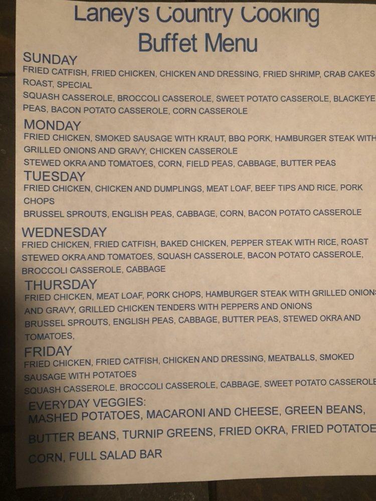 Menu at Laney's Restaurant, Leeds
