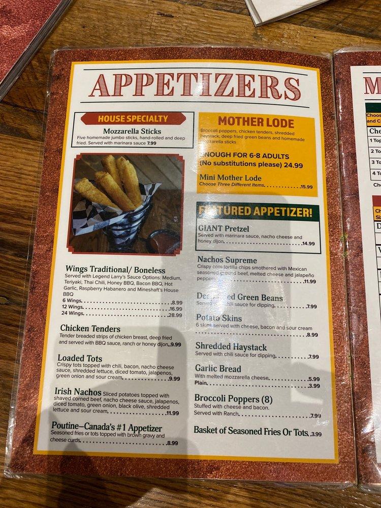 Menu at Mineshaft Oshkosh pub & bar, Oshkosh