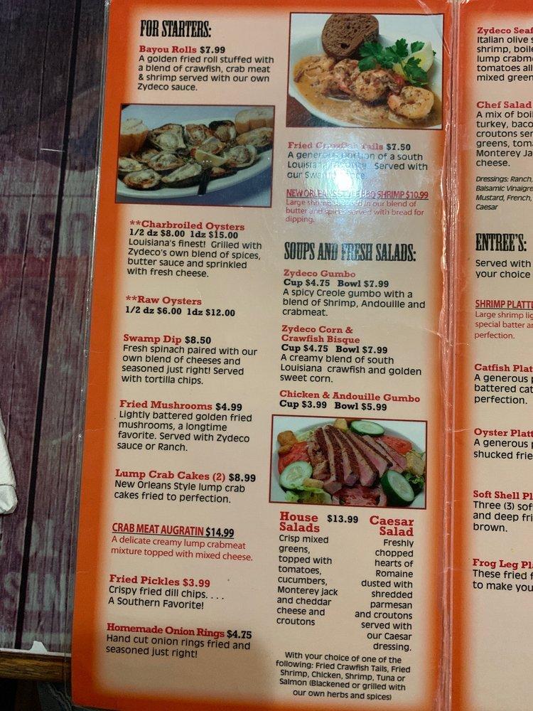 Menu at Zydeco's Restaurant, Belle Chasse, LA-23