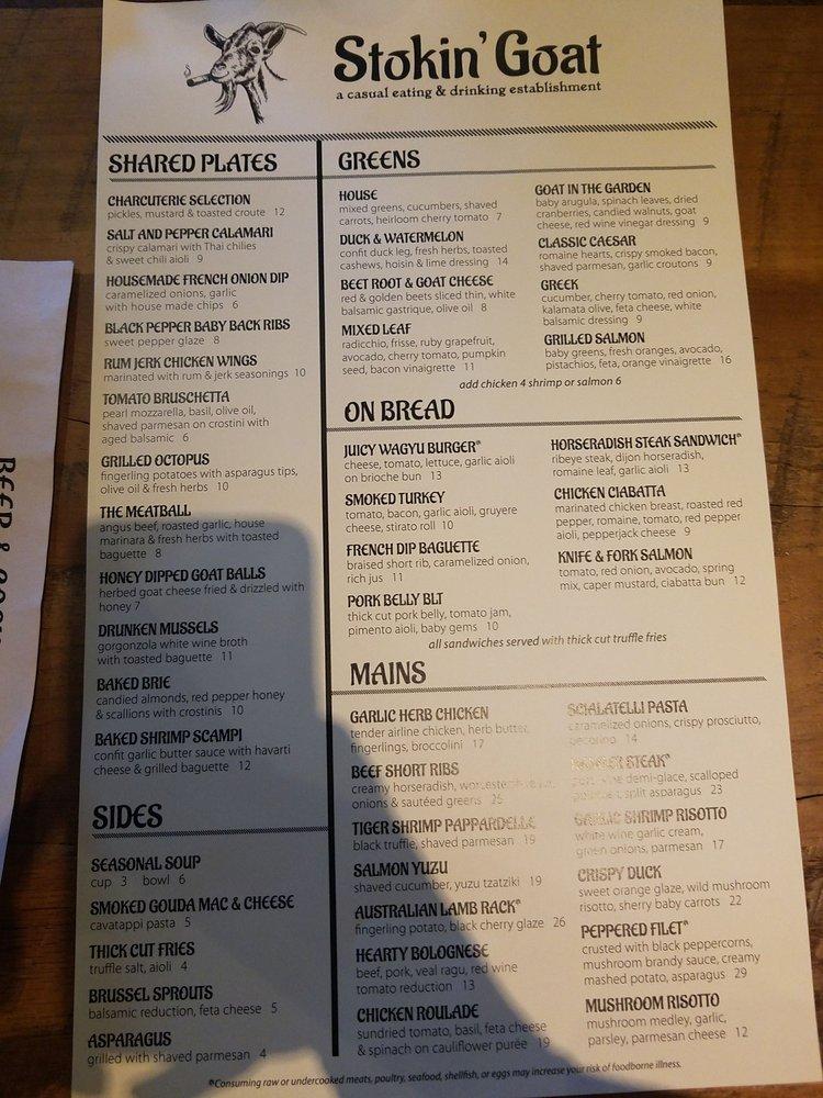 Menu at Stokin Goat pub & bar, Omaha