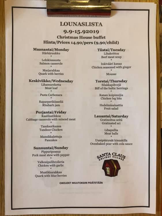 Menu at Santa's Restaurant (Christmas House Restaurant & Coffee Bar