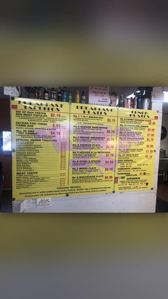 Menu at TNT Restaurant/Tacos N Tamales, Victoria