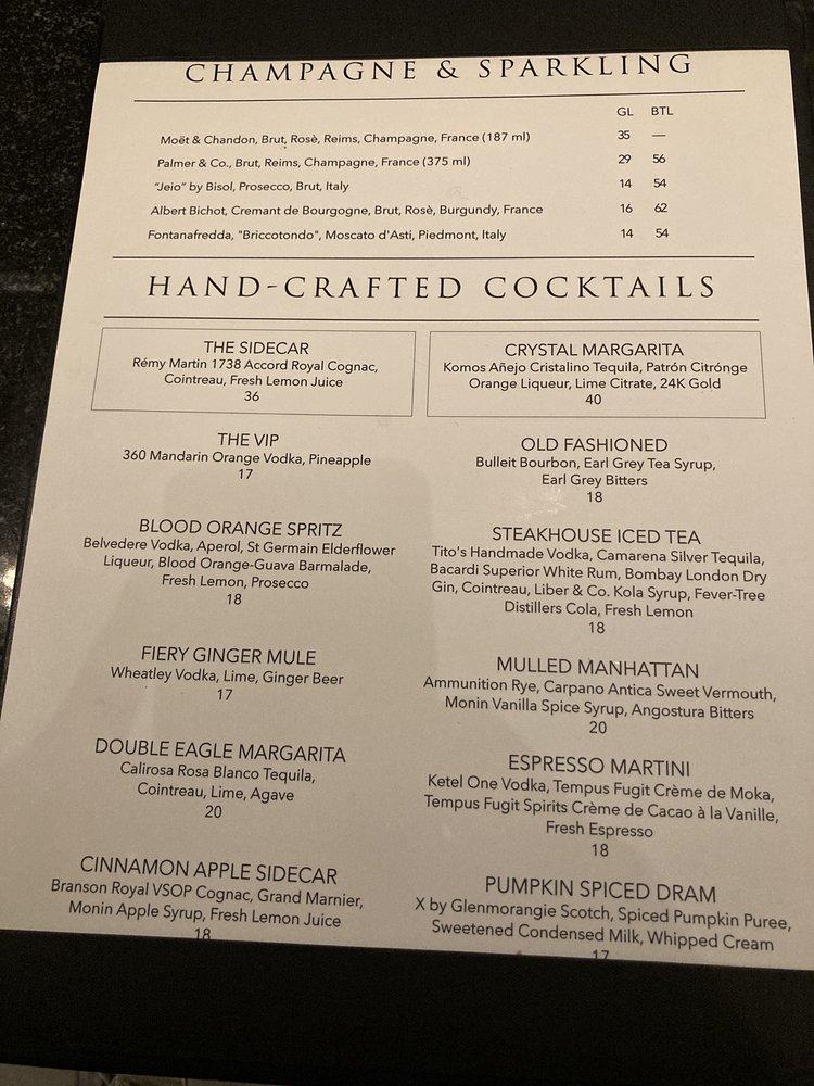 Menu at Del Frisco's Double Eagle Steakhouse, Pittsburgh