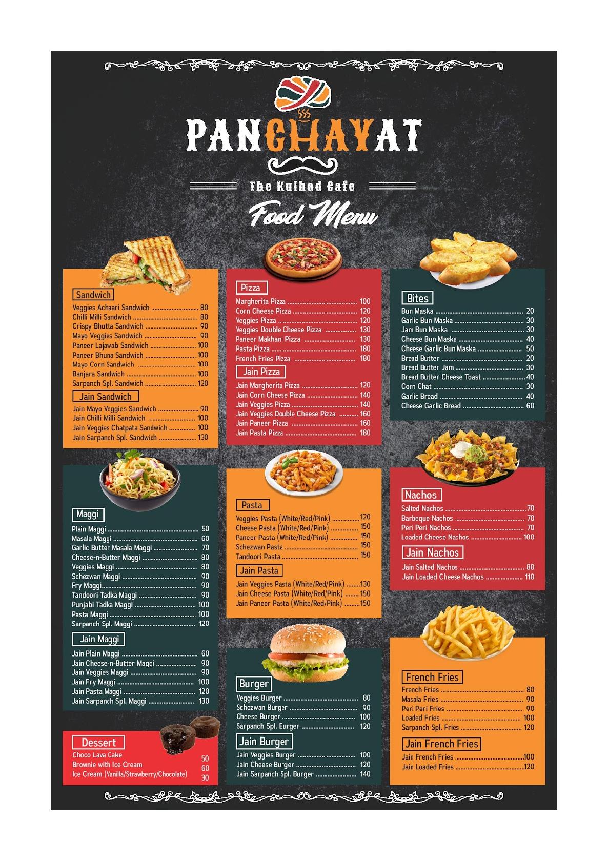 Menu at Panchayat The Kulhad Cafe in Bhayandar West Mumbai, Mumbai