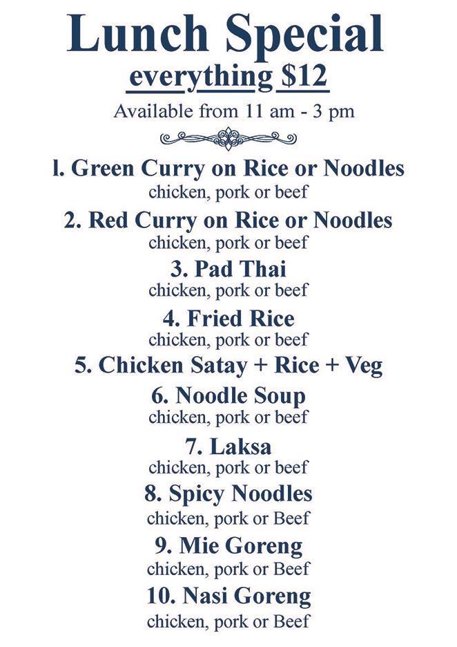 Menu at Ruk Thai restaurant, Tauranga