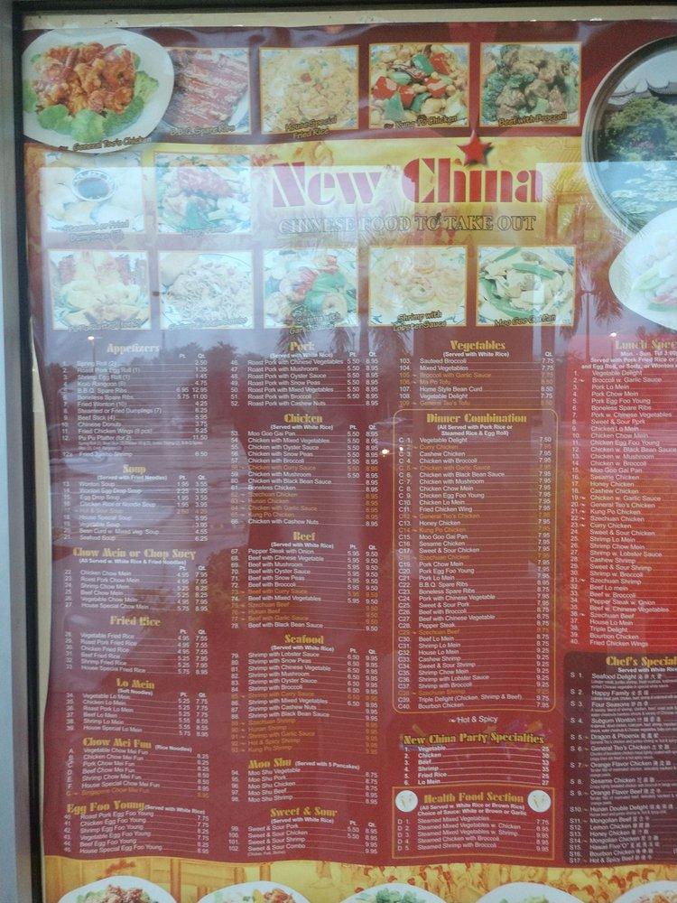Menu at New China restaurant, Fort Myers