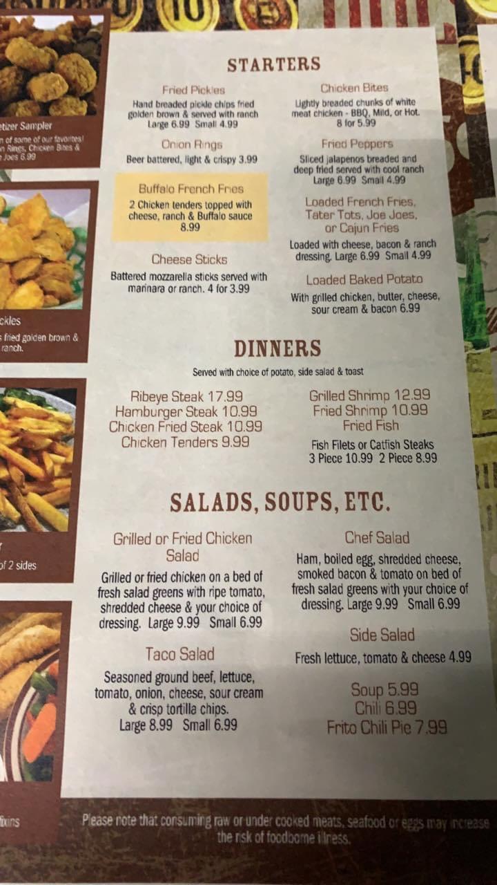 Menu at Main Street Cafe, Rison