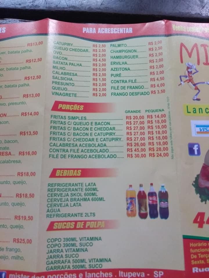 Mister Dog Lanches E Porcoes cardápio