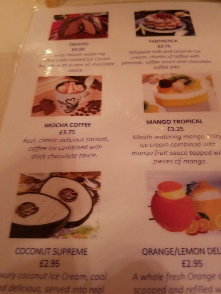 Menu at The Jewel in the Crown restaurant, Swindon