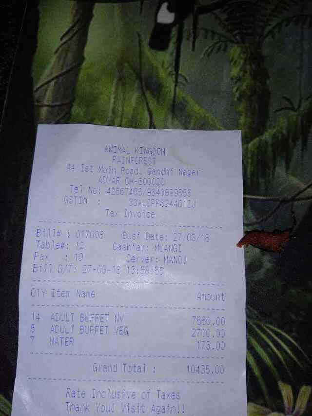 Menu at Animal Kingdom Theme Restaurant, Chennai, 44, 1st Main Road