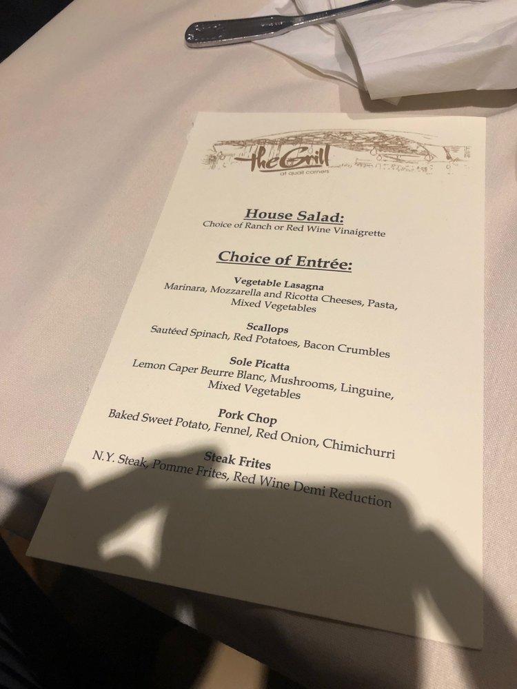Menu at The Grill At Quail Corners restaurant, Reno