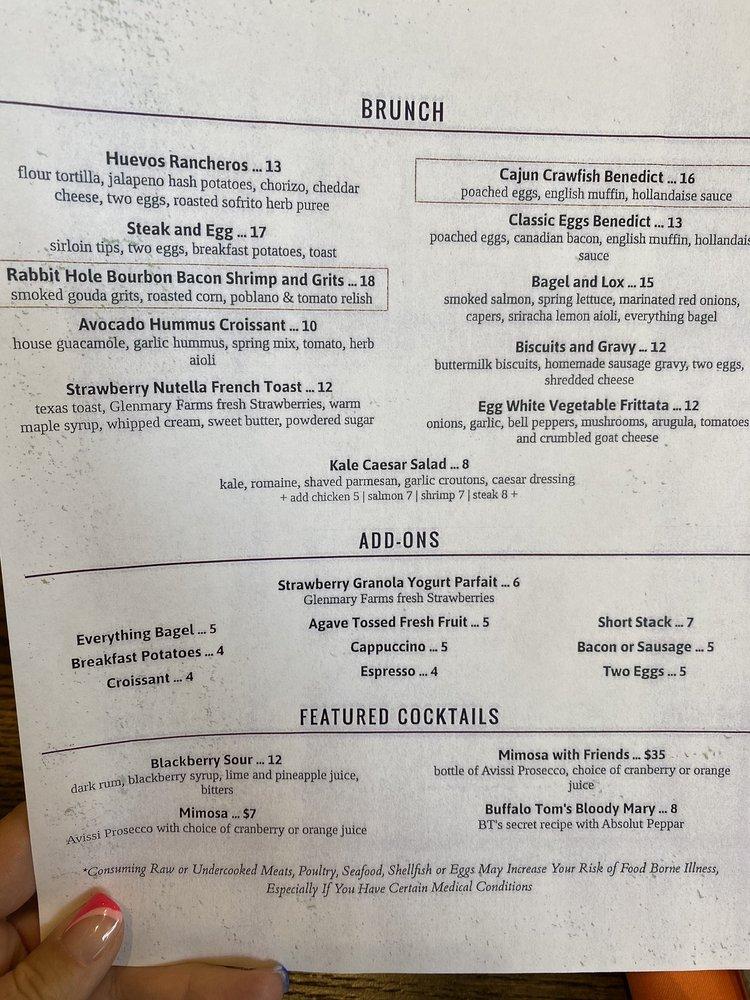 Menu at Vivian's Table steakhouse, Bristol