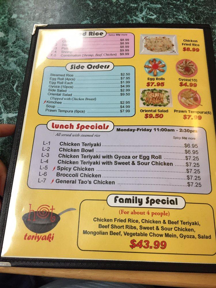 Menu at Hot Teriyaki restaurant, Lakewood