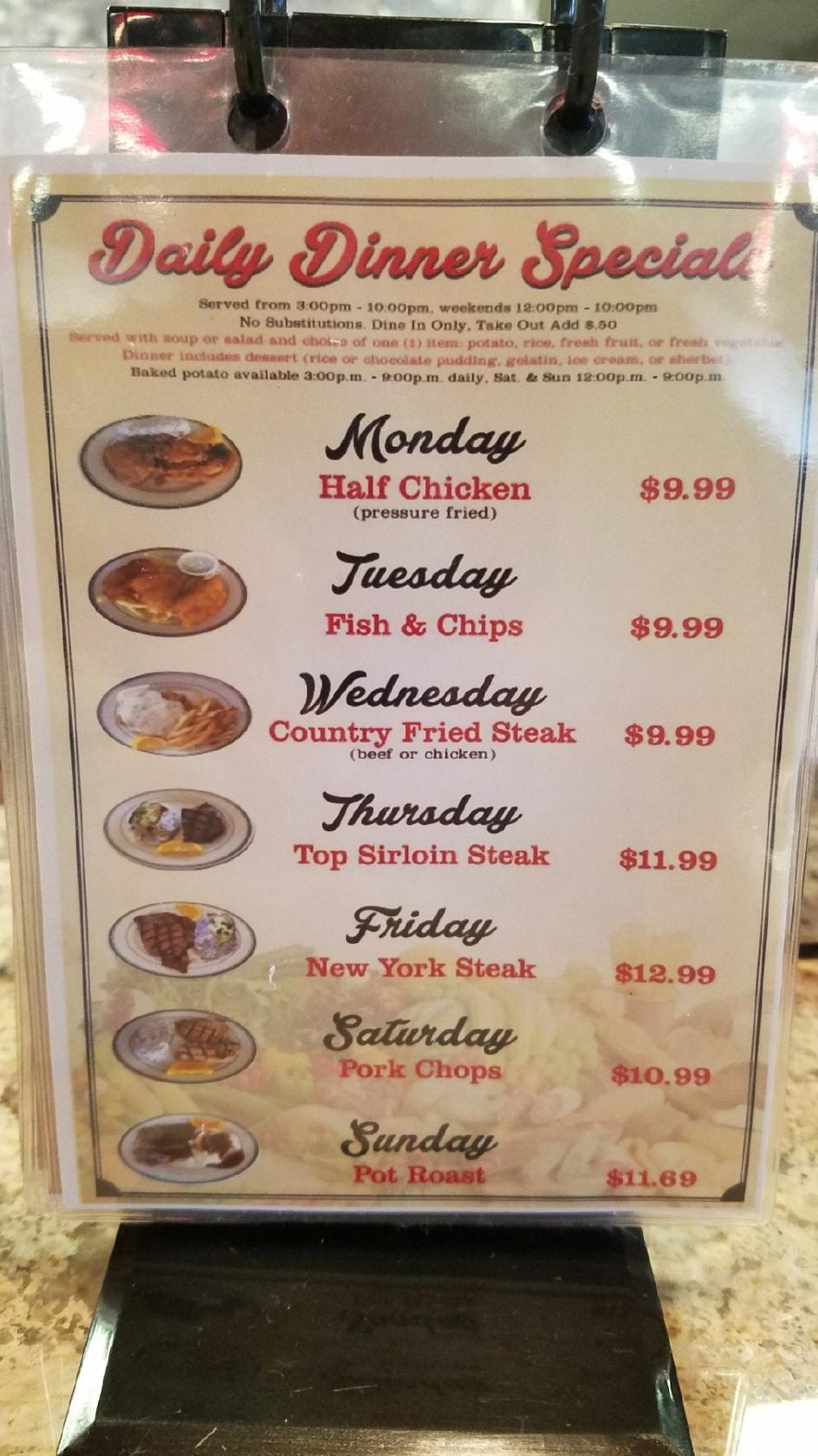 Menu at J & M's Family Restaurant, Escondido