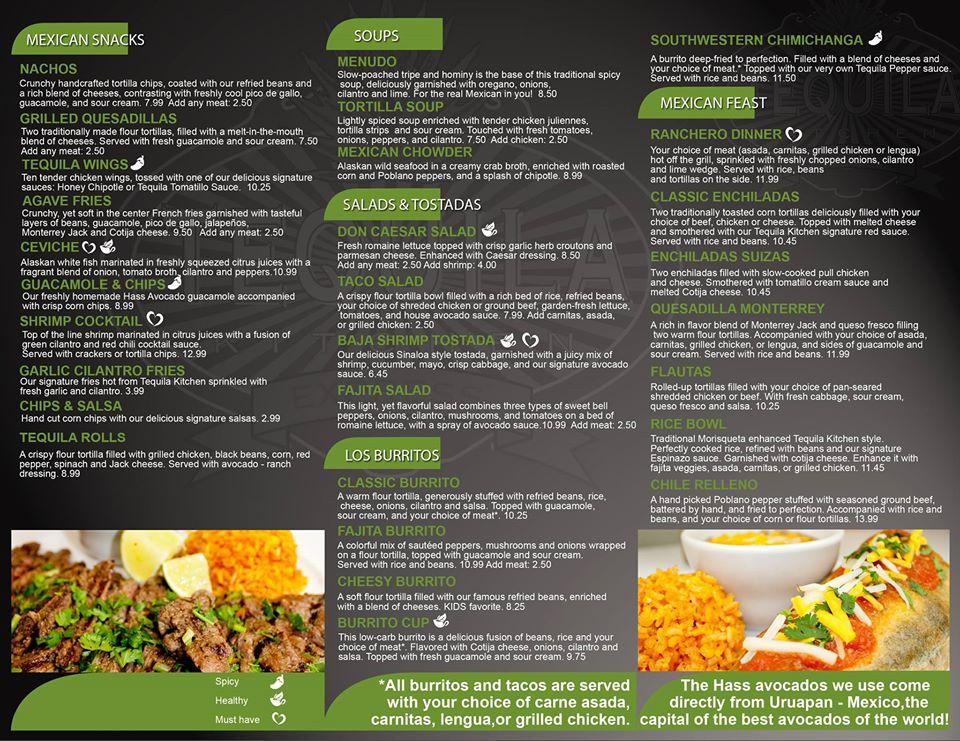 Menu at Tequila Kitchen restaurant, Anchorage
