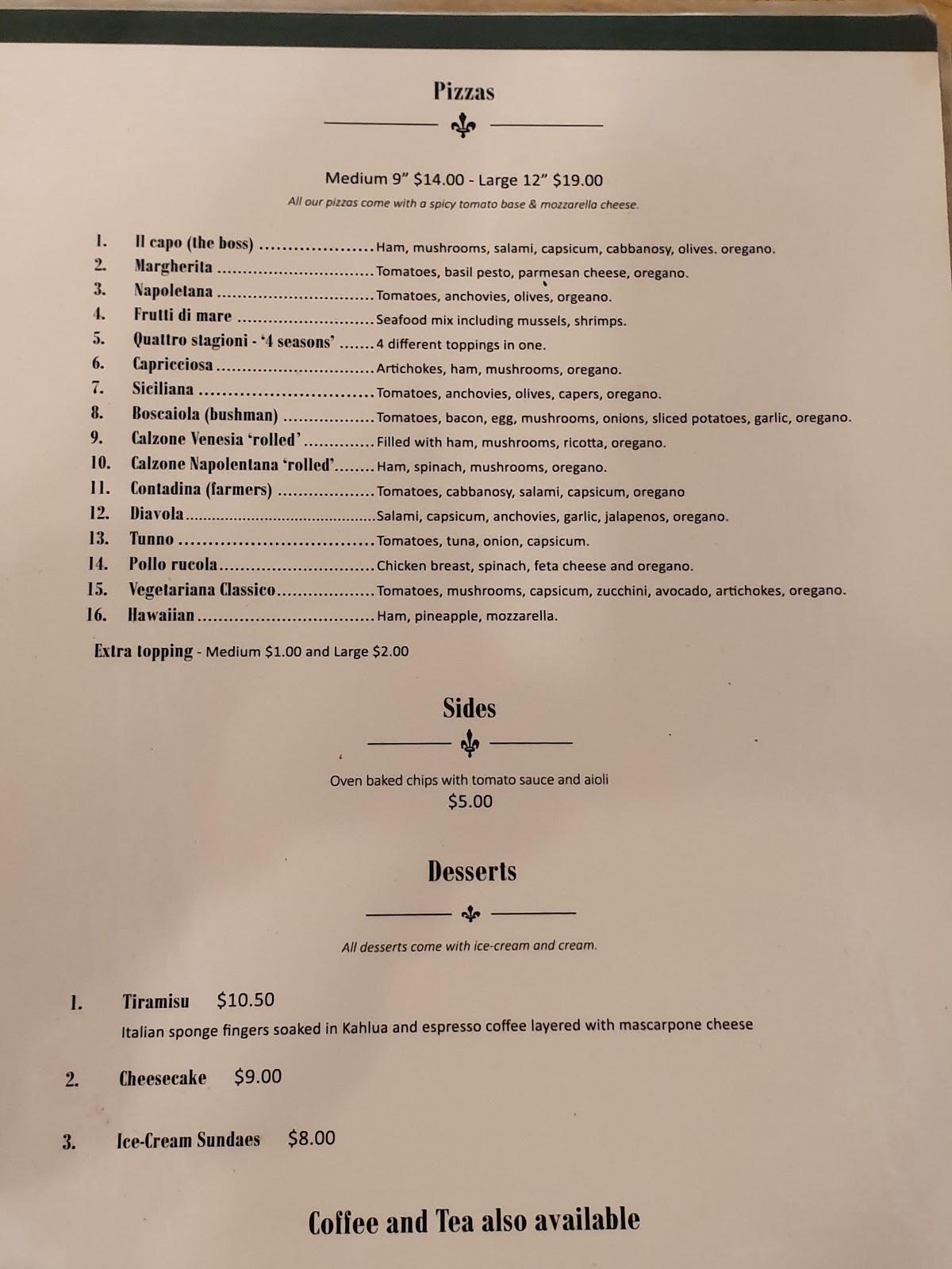 Menu at Il Capo Pizza And Pasta restaurant, Palmerston North