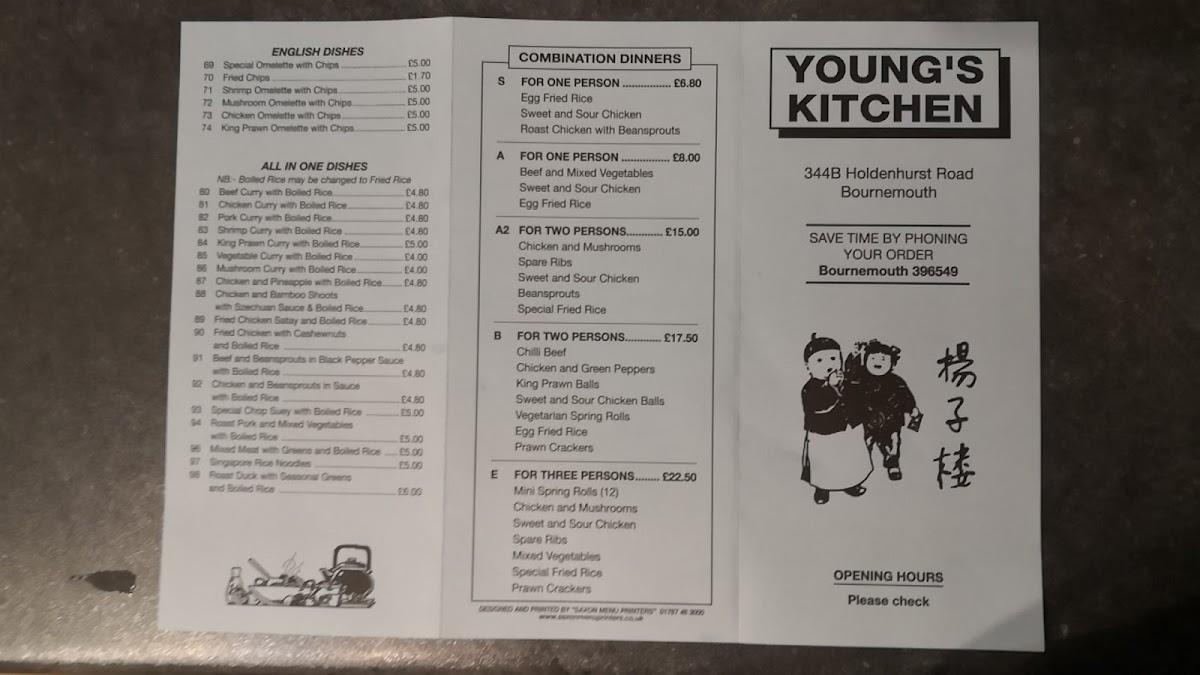 Menu at Youngs Kitchen fast food, Bournemouth